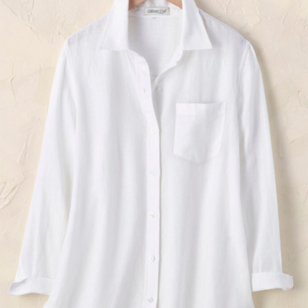 Lightweight Linen Big Shirt White Size L - Coldwater Creek - New in Bag